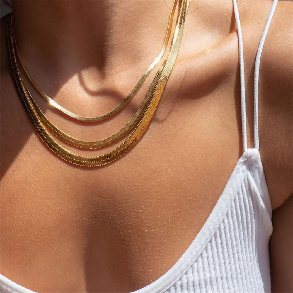 Ava Gold Herringbone Necklace