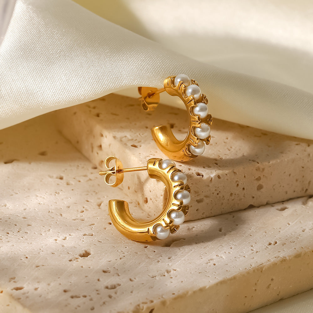 Selina Pearl Hoop Earrings