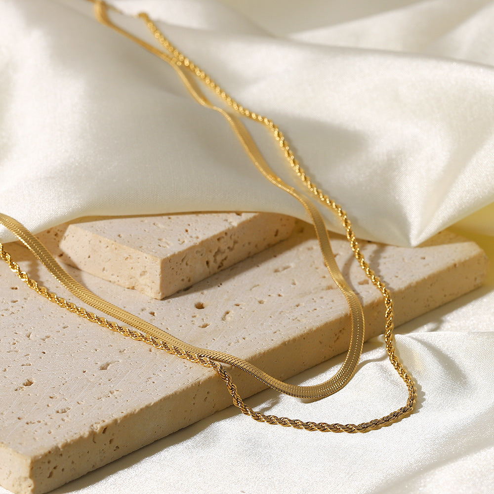 Layered Gold Chain Necklace with Adjustable Length – Ethically Sourced Stainless Steel-Plated 18k Gold 6