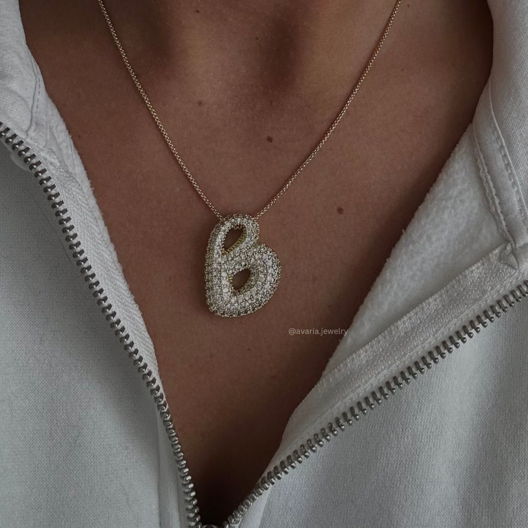 Personalized 18k Gold Initial Necklace with Diamond Simulant – Customizable Hypoallergenic Jewelry for Women 1