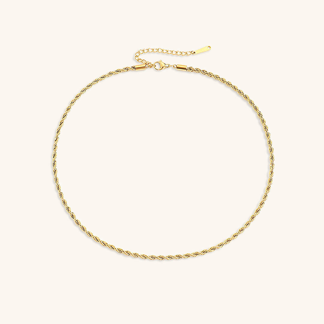 14K Gold Rope Chain Necklace – Hypoallergenic, Water-Resistant, Modern Design, 15-17 Inch Length 0