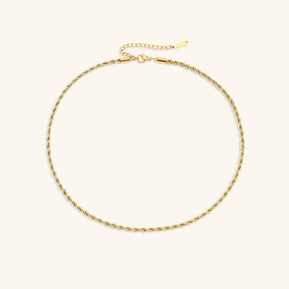 14K Gold Rope Chain Necklace – Hypoallergenic, Water-Resistant, Modern Design, 15-17 Inch Length 0