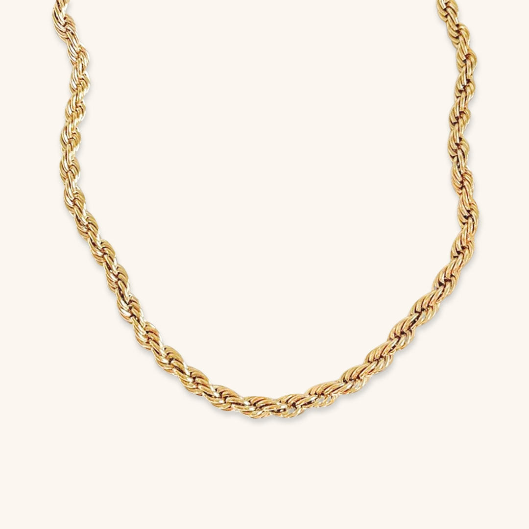 14K Gold Rope Chain Necklace – Hypoallergenic, Water-Resistant, Modern Design, 15-17 Inch Length 1