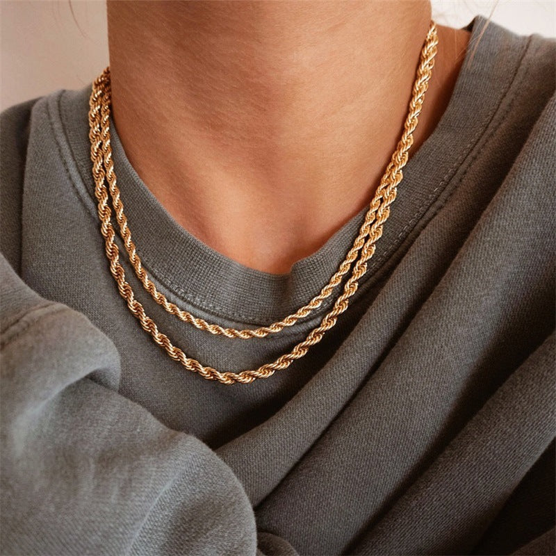 14K Gold Rope Chain Necklace – Hypoallergenic, Water-Resistant, Modern Design, 15-17 Inch Length 2