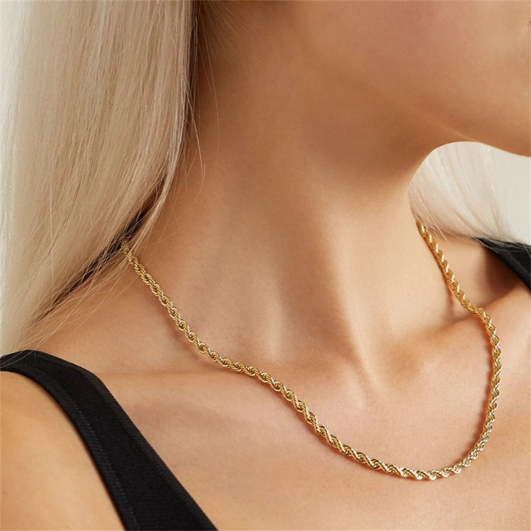 14K Gold Rope Chain Necklace – Hypoallergenic, Water-Resistant, Modern Design, 15-17 Inch Length 5