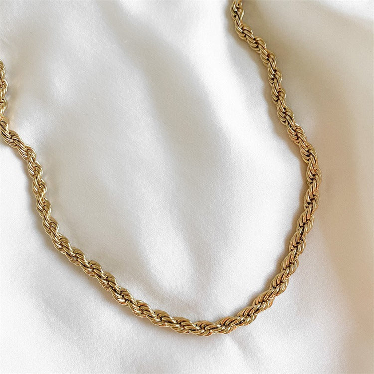 14K Gold Rope Chain Necklace – Hypoallergenic, Water-Resistant, Modern Design, 15-17 Inch Length 6