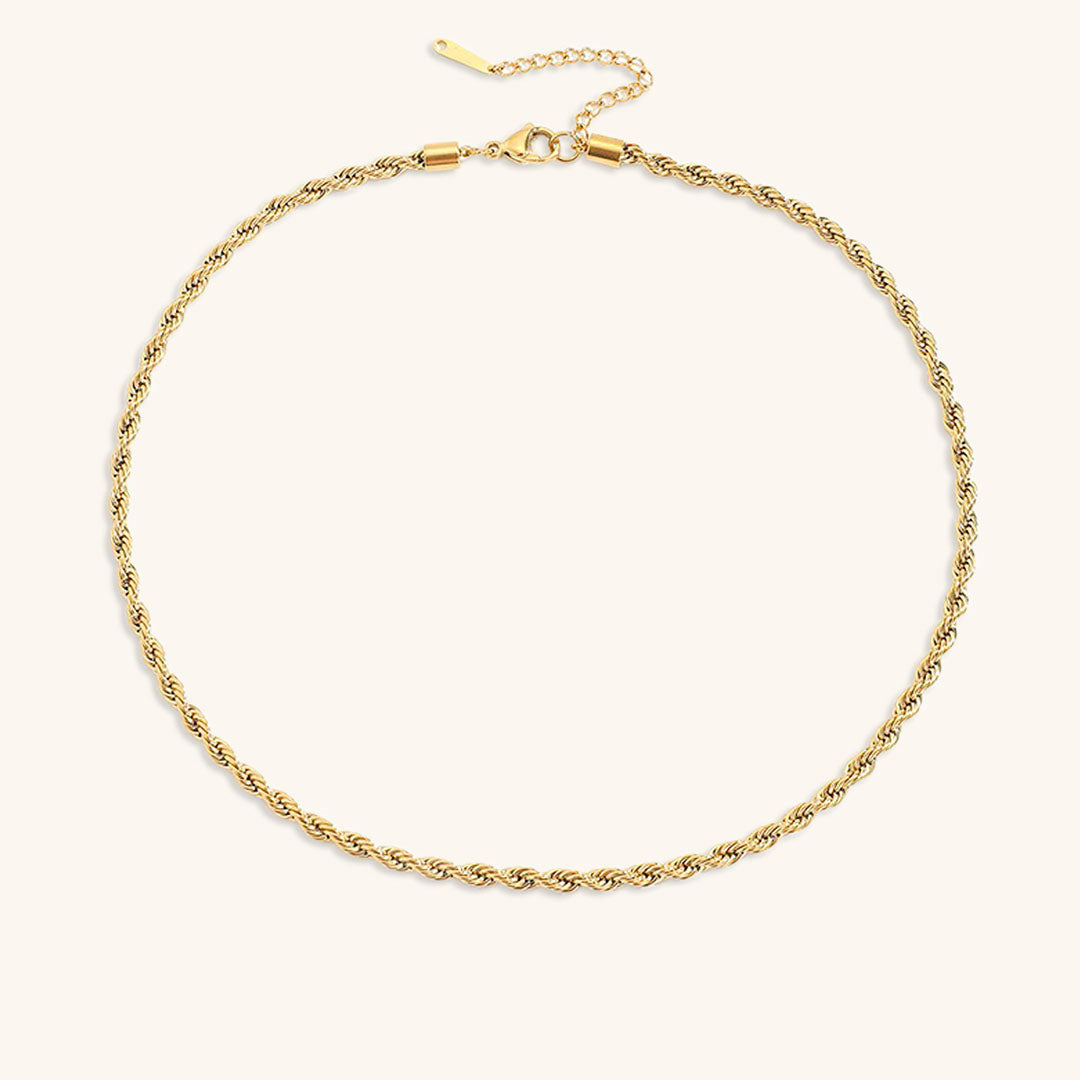 14K Gold Rope Chain Necklace – Hypoallergenic, Water-Resistant, Modern Design, 15-17 Inch Length 9