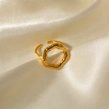 Adjustable 18k Gold Hammered Ring for Women – Hypoallergenic Minimalist Design, Water Resistant, Fits Most 2