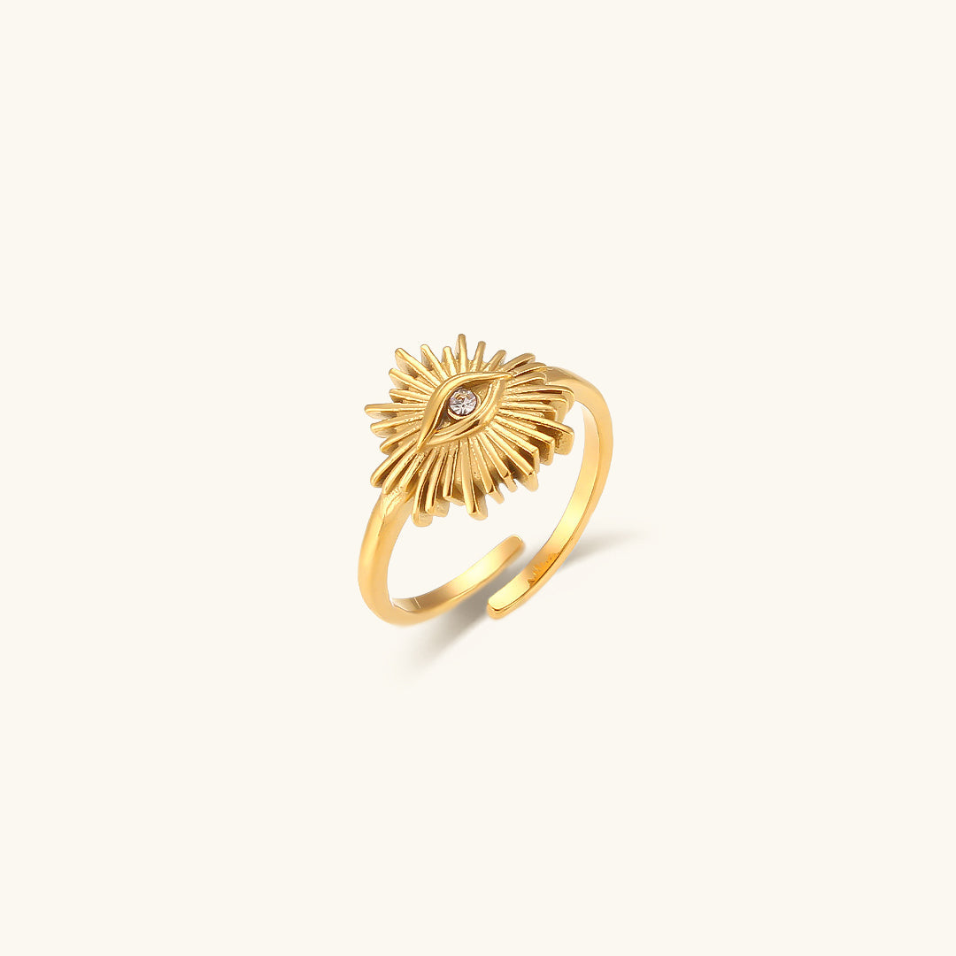 Adjustable Gold Ring for Women with Sun-Inspired Design – Waterproof, Hypoallergenic, 18k Gold Plated 0