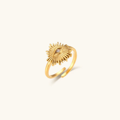Adjustable Gold Ring for Women with Sun-Inspired Design – Waterproof, Hypoallergenic, 18k Gold Plated 0