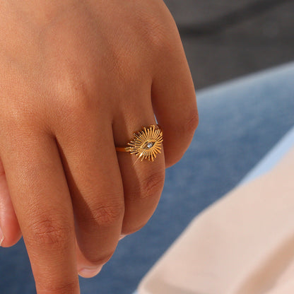 Adjustable Gold Ring for Women with Sun-Inspired Design – Waterproof, Hypoallergenic, 18k Gold Plated 1