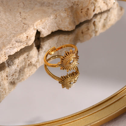 Adjustable Gold Ring for Women with Sun-Inspired Design – Waterproof, Hypoallergenic, 18k Gold Plated 2