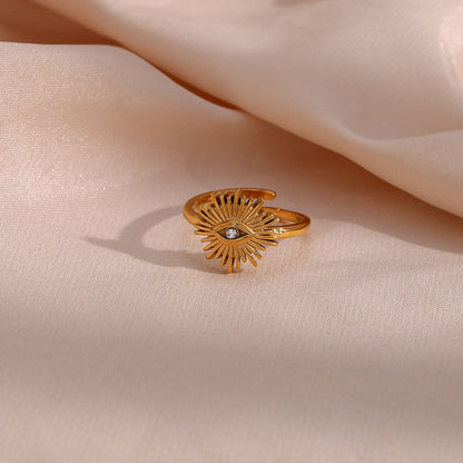 Adjustable Gold Ring for Women with Sun-Inspired Design – Waterproof, Hypoallergenic, 18k Gold Plated 3