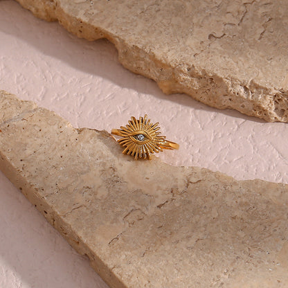 Adjustable Gold Ring for Women with Sun-Inspired Design – Waterproof, Hypoallergenic, 18k Gold Plated 4