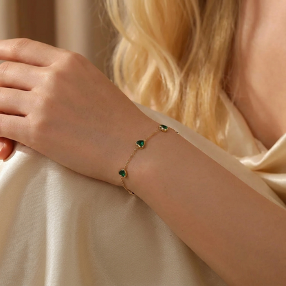 Aurora Green Heart Bracelet