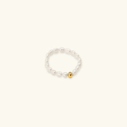 Aurora Pearl Band Ring with Ethically Sourced Freshwater Pearls – Stainless Steel-Plated 18k Gold, Hypoallergenic and Water Resistant 0