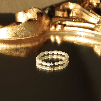 Aurora Pearl Band Ring with Ethically Sourced Freshwater Pearls – Stainless Steel-Plated 18k Gold, Hypoallergenic and Water Resistant 4