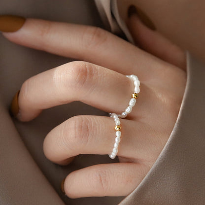 Aurora Pearl Band Ring with Ethically Sourced Freshwater Pearls – Stainless Steel-Plated 18k Gold, Hypoallergenic and Water Resistant 5