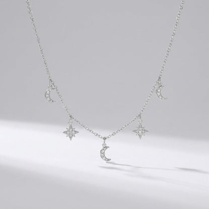 Celestial Charm Necklace | Sterling Silver Moon & Star Design with Adjustable Length | Elegant Layering Piece for Versatile Styling 6