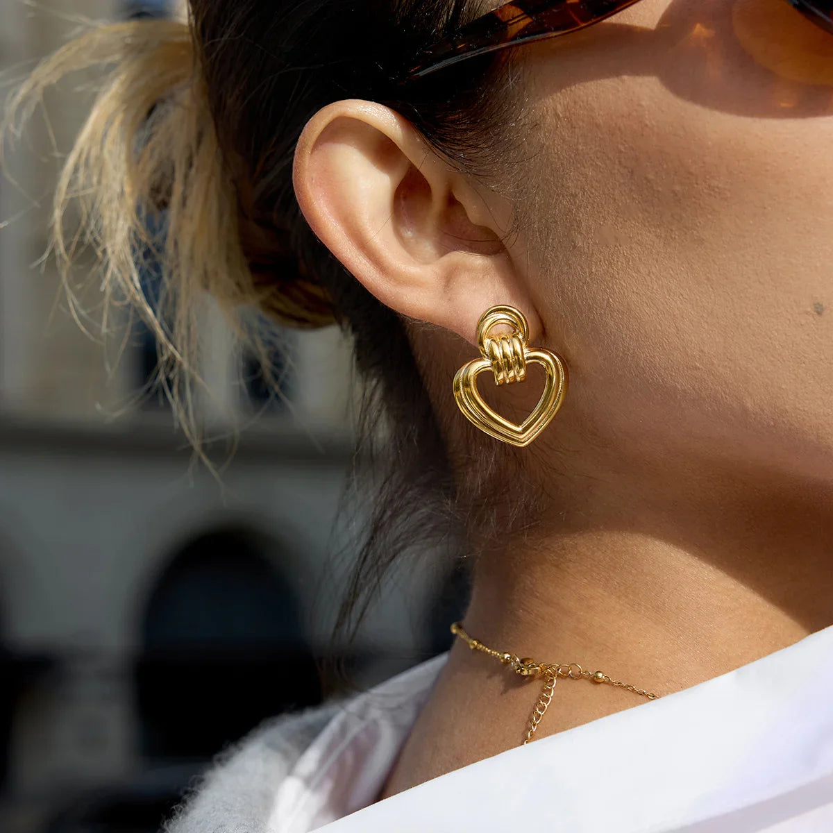 Lucille Gold Heart Earrings