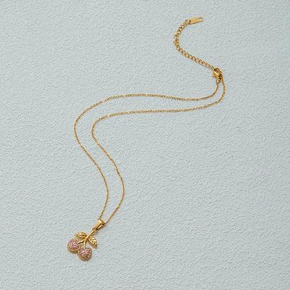 Cherry Pendant Necklace with Adjustable Length | Hypoallergenic Stainless Steel for Stylish Versatility 5