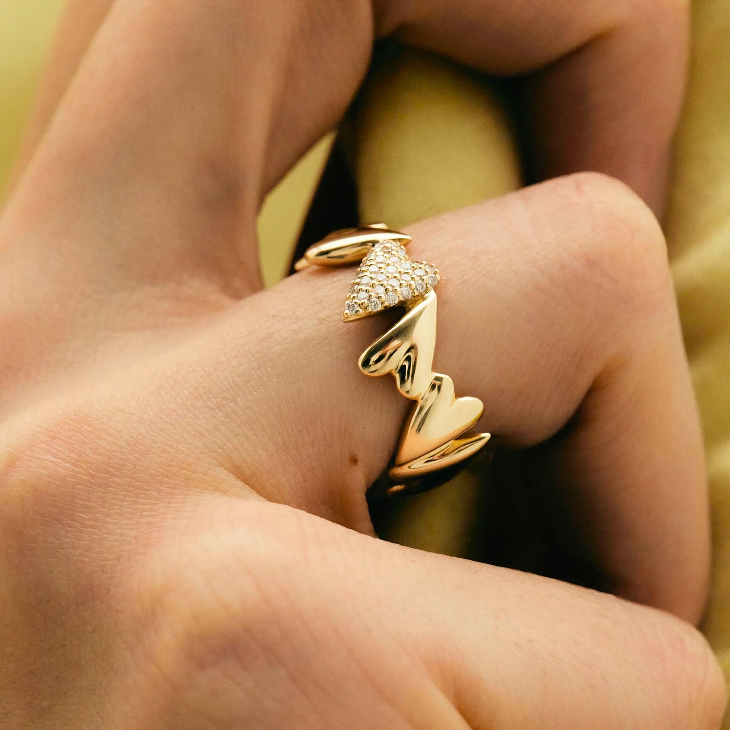 Michaela Diamond Hearts Ring