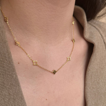 Clover Chain Necklace | Gold Necklace with 14K Finish & Adjustable Length | Elegant Accessory for Versatile Styling 0