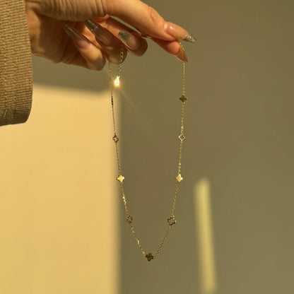 Clover Chain Necklace | Gold Necklace with 14K Finish & Adjustable Length | Elegant Accessory for Versatile Styling 3