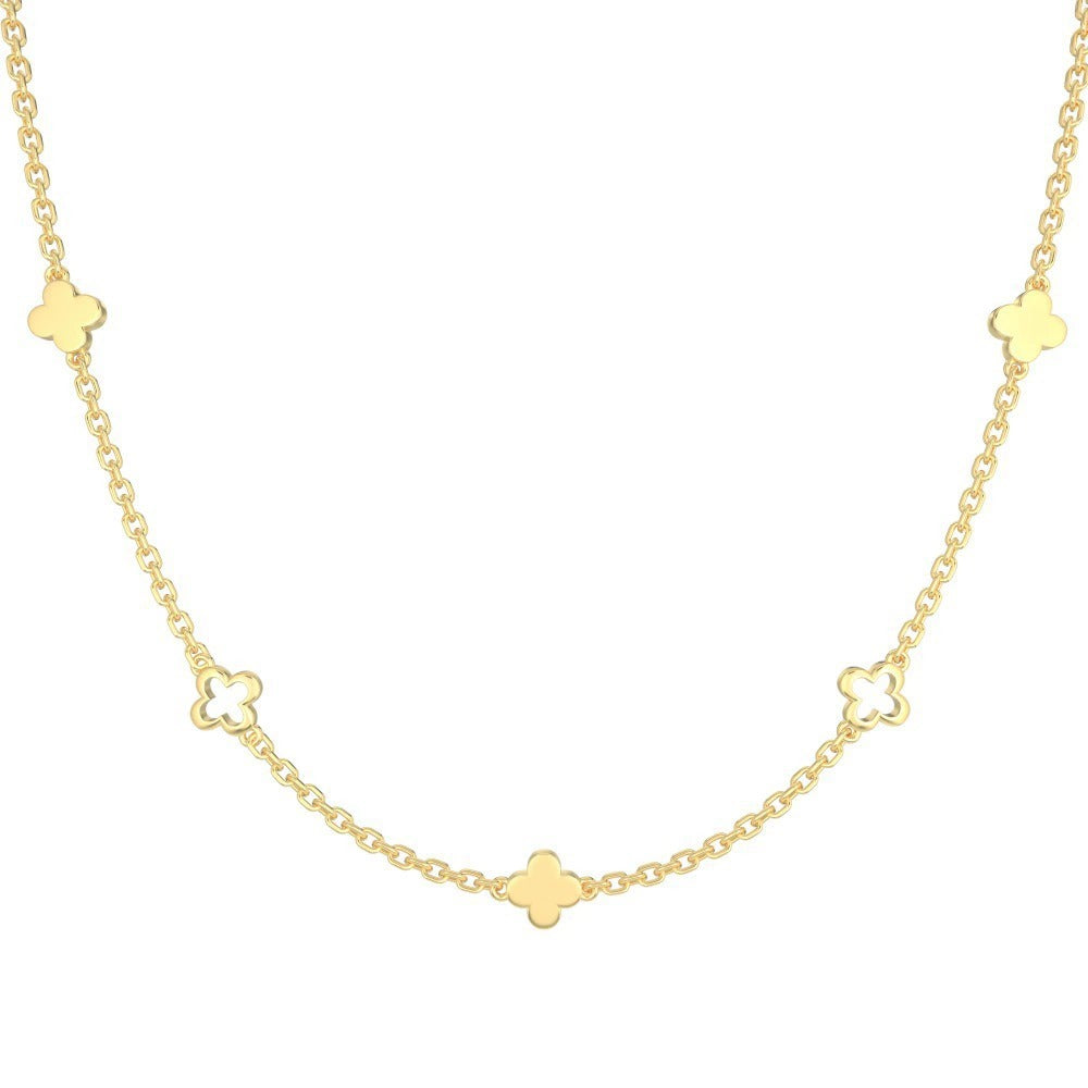 Clover Chain Necklace | Gold Necklace with 14K Finish & Adjustable Length | Elegant Accessory for Versatile Styling 4