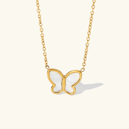 Elegant Butterfly Pendant Necklace with Mother of Pearl and Freshwater Pearls – Adjustable 18k Gold Plated Jewelry 0