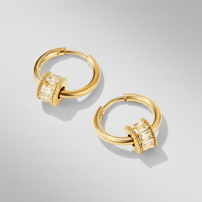Elegant Crystal Gold Hoop Earrings with 18K Plating | Hypoallergenic Design for Everyday Luxury 4