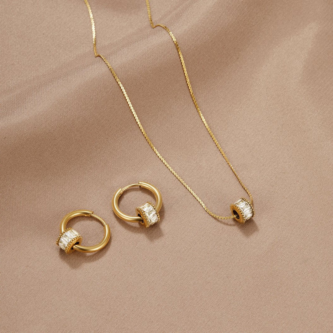 Elegant Crystal Gold Hoop Earrings with 18K Plating | Hypoallergenic Design for Everyday Luxury 5