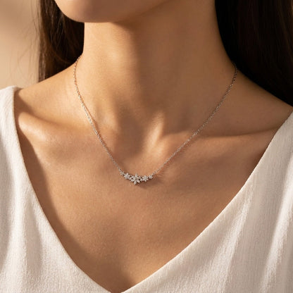 Elegant Floral Sparkle Necklace with Dazzling Crystals | Hypoallergenic Design for Timeless Style 0