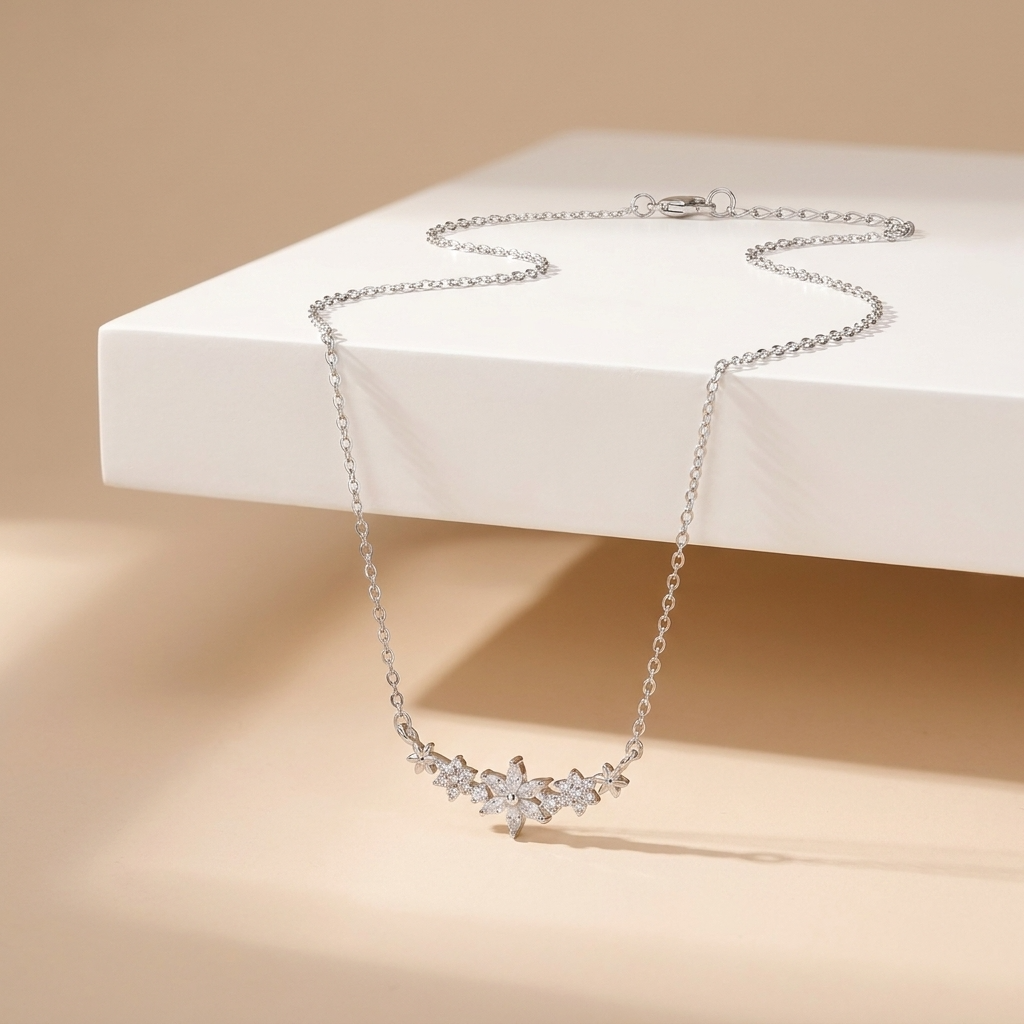 Elegant Floral Sparkle Necklace with Dazzling Crystals | Hypoallergenic Design for Timeless Style 6
