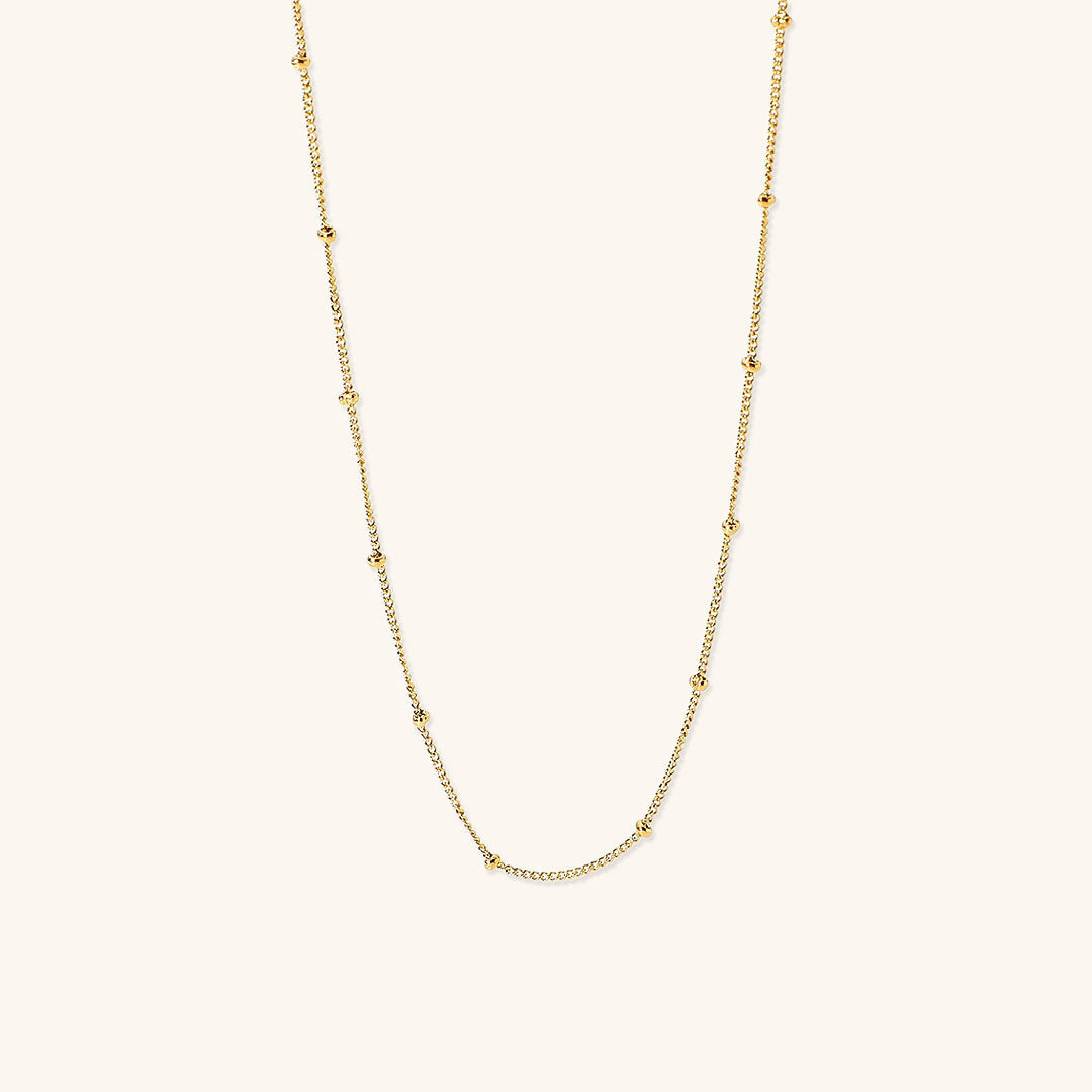 Elegant Gold Chain Necklace with Delicate Beads – Adjustable 16 Inch Length, Hypoallergenic Stainless Steel, Tarnish-Free Design 0