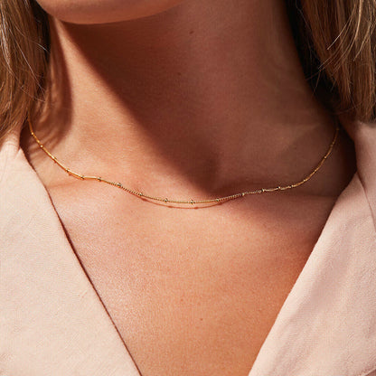 Elegant Gold Chain Necklace with Delicate Beads – Adjustable 16 Inch Length, Hypoallergenic Stainless Steel, Tarnish-Free Design 2