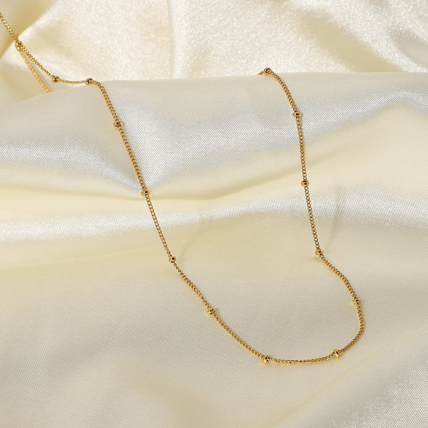 Elegant Gold Chain Necklace with Delicate Beads – Adjustable 16 Inch Length, Hypoallergenic Stainless Steel, Tarnish-Free Design 5