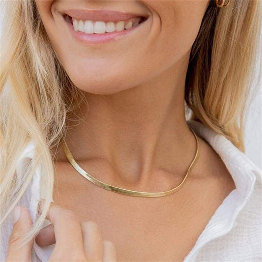 Ava Gold Herringbone Necklace