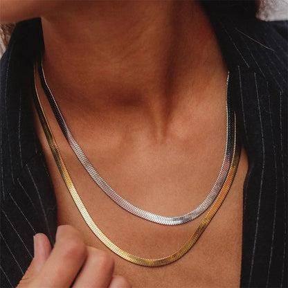 Ava Gold Herringbone Necklace