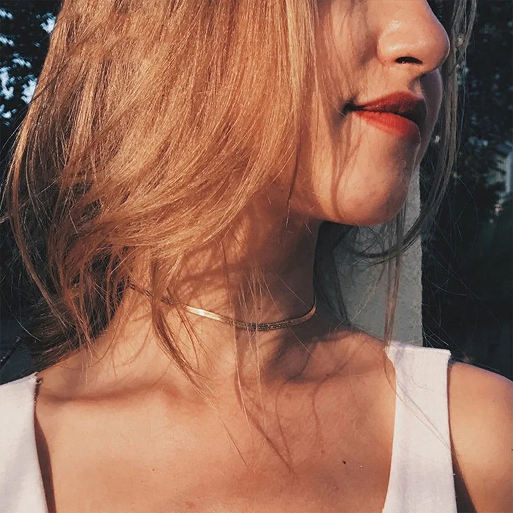 Ava Gold Herringbone Necklace