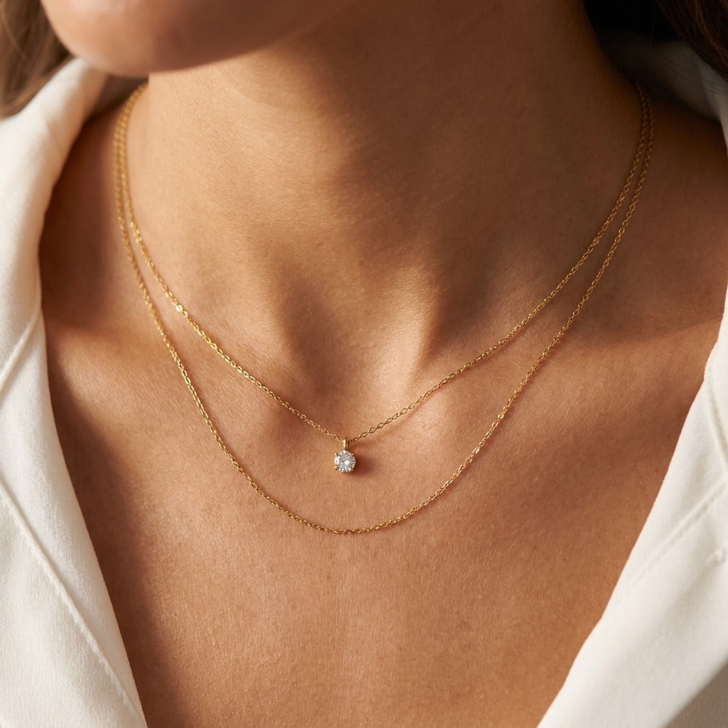 Elegant Layered Crystal Necklace with Adjustable Length | Modern Jewelry for Daily Wear 0