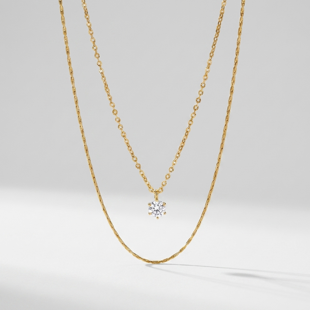 Elegant Layered Crystal Necklace with Adjustable Length | Modern Jewelry for Daily Wear 2