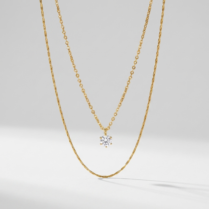 Elegant Layered Crystal Necklace with Adjustable Length | Modern Jewelry for Daily Wear 2