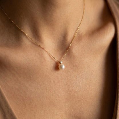 Elegant Pearl Pendant Necklace | Adjustable Length with Sterling Silver & 14k Gold PVD for Timeless Charm 0