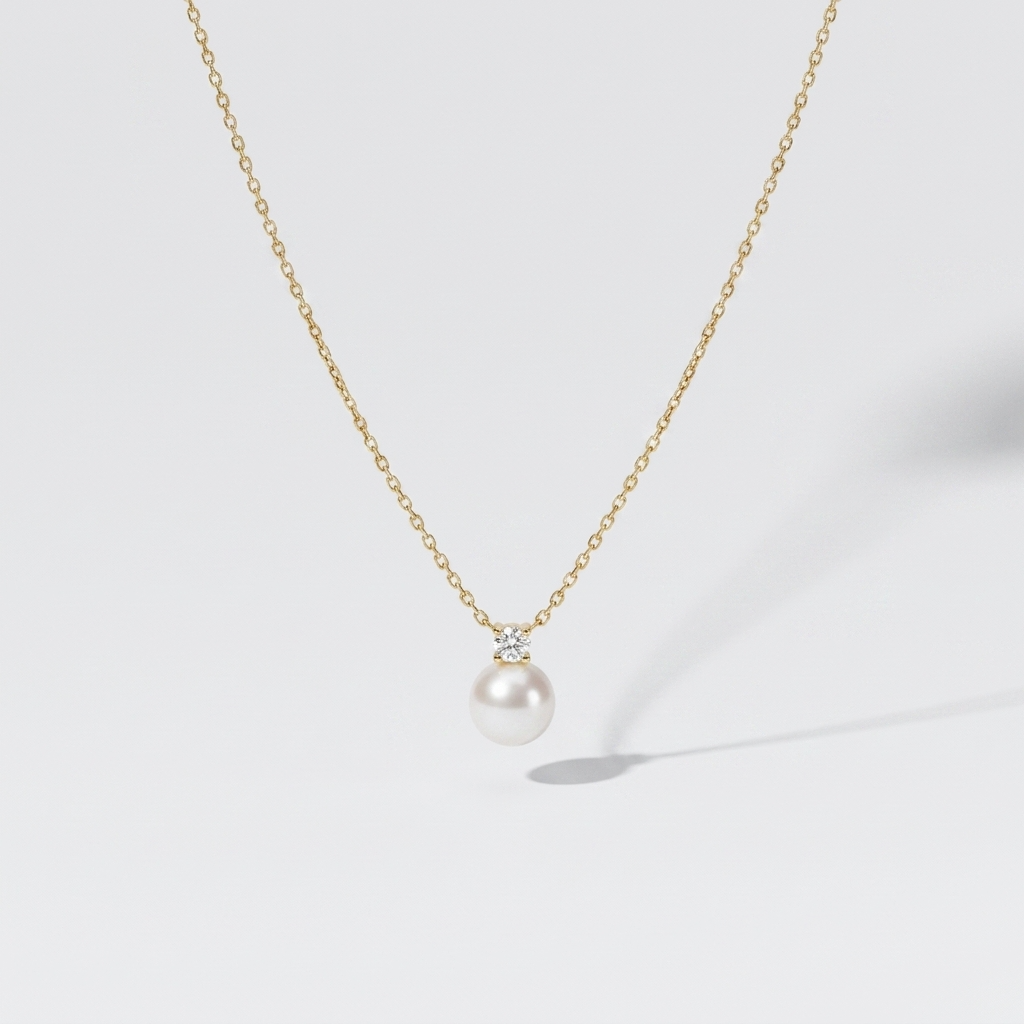 Elegant Pearl Pendant Necklace | Adjustable Length with Sterling Silver & 14k Gold PVD for Timeless Charm 2