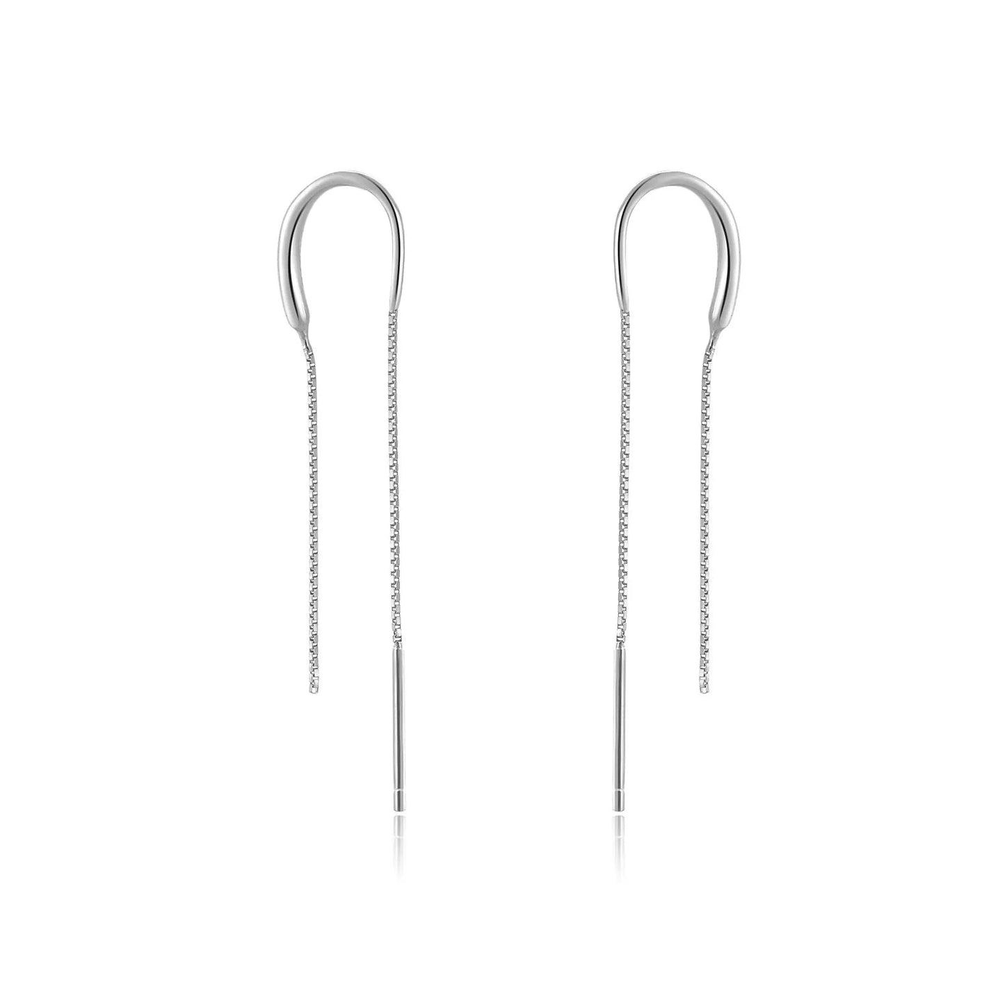 Elegant Silver Chain Earrings with Zircon Crystals | Hypoallergenic Design for Comfortable Everyday Wear 3