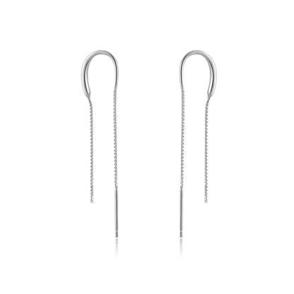 Elegant Silver Chain Earrings with Zircon Crystals | Hypoallergenic Design for Comfortable Everyday Wear 3