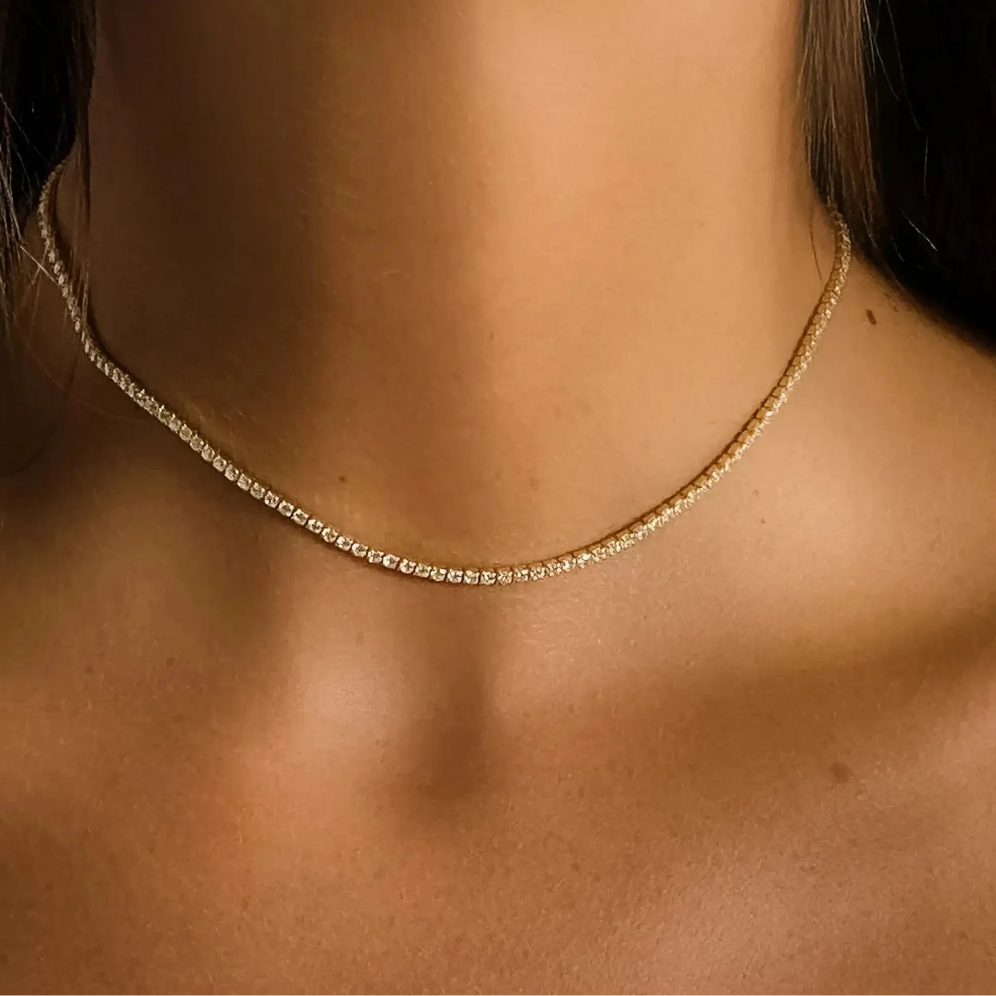 Elegant Tennis Choker | Adjustable Sterling Silver Necklace with Zircon Crystals | Hypoallergenic Design for Everyday Glamour 0