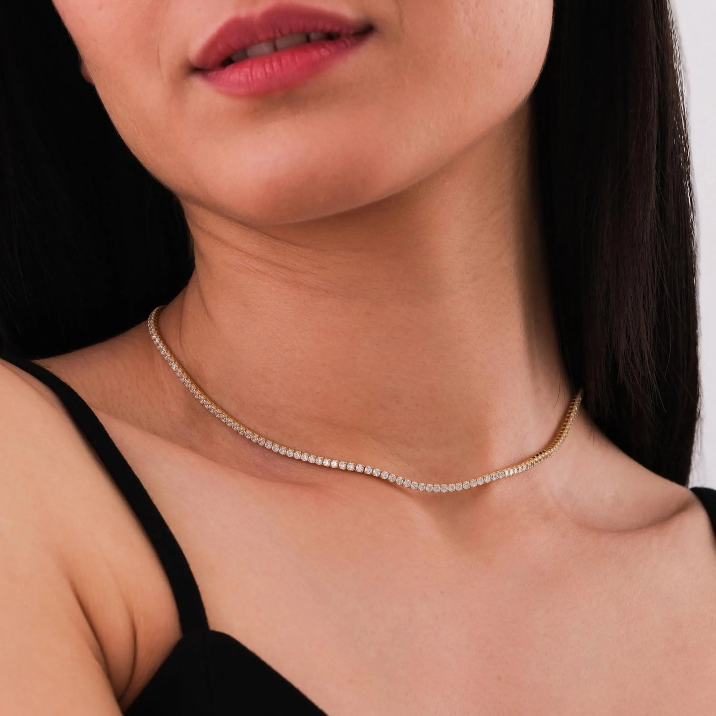 Elegant Tennis Choker | Adjustable Sterling Silver Necklace with Zircon Crystals | Hypoallergenic Design for Everyday Glamour 1