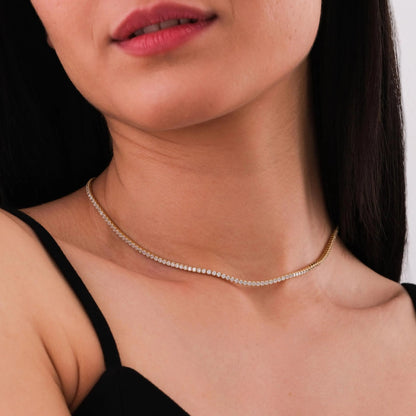 Elegant Tennis Choker | Adjustable Sterling Silver Necklace with Zircon Crystals | Hypoallergenic Design for Everyday Glamour 1